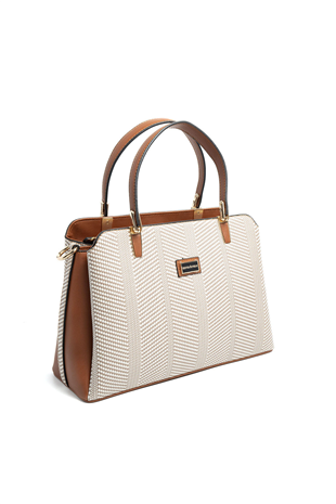 Silver & Polo SP9721 Kadın El Çantası Hasır Bej-Taba