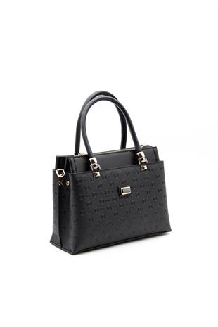Silver & Polo SP826 Kadın El Çantası Logolu Siyah-Siyah