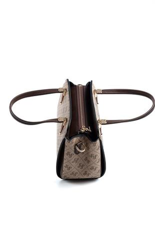 Silver & Polo SP1136 Kadın El Çantası Monogram Koyubej-Kahve