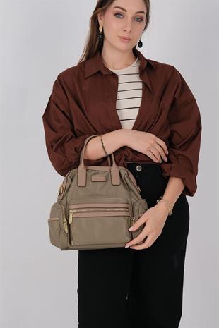 1211 Kadın Sırt Çantası  Yeşil-Kum