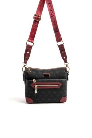 Silver Polo SP1110 Kadın Çapraz Çanta Monogram Siyah-Bordo