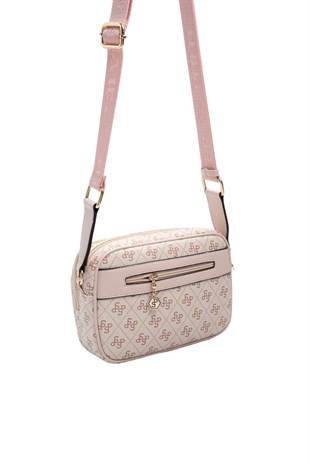 Silver Polo Pembe - Pudra Monogram Kadın Çapraz Çanta SP1162