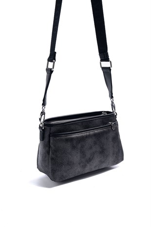 Silver & Polo SP1184 Kadın Çapraz Çanta Petek M.Gümüş-Siyah