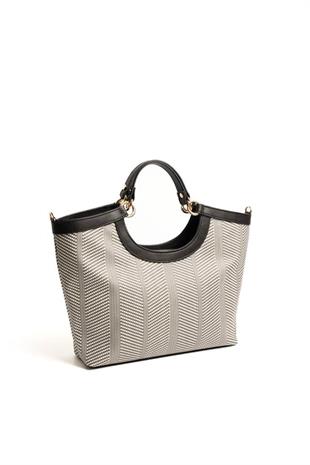 Silver & Polo SP1189 Kadın El Çantası Hasır Siyah Beyaz-Siyah