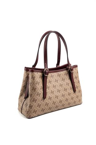 Silver & Polo SP1252 Kadın El Çantası Monogram Koyu Bej-Bordo
