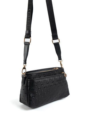 Silver & Polo SP1184 Kadın Çapraz Çanta Logolu Siyah-Siyah