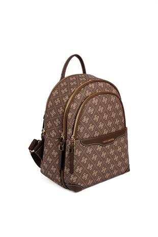 Silver & Polo SP1265 Kadın Sırt Çantası Monogram Kahve