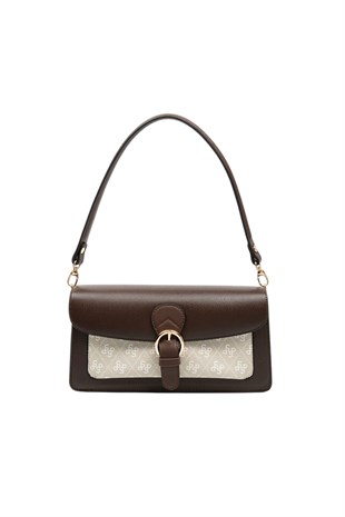 Silver & Polo SP1279 Kadın Çapraz Çanta Düz Kahve-M178 Taş-Kahve