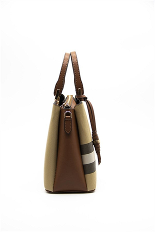 Silver & Polo SP969 Kadın El Çantası Ekose Bej-Taba