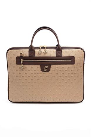 Silver & Polo SP1175 Kadın Laptop & Evrak Çantası Logolu Bronz-Kahve