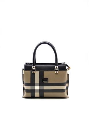 Silver & Polo SP826 Kadın El Çantası Ekose Kahve-Siyah