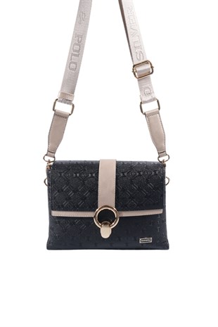Silver & Polo SP1275 Kadın Çapraz Çanta Logolu Siyah-S.Nut