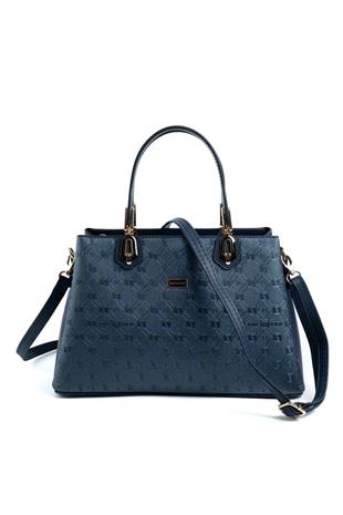 Silver & Polo SP1253 Kadın El Çantası Logolu Lacivert-Lacivert