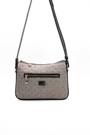 Silver & Polo SP818 Kadın Çapraz Çanta Logolu Platin-Siyah