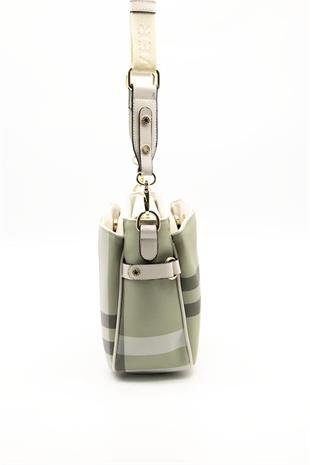 Silver & Polo SP884 Kadın Çapraz Çanta Ekose A.Yeşil-Kemik