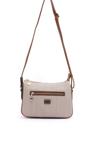 Silver & Polo SP818 Kadın Çapraz Çanta Hasır Bej-Taba