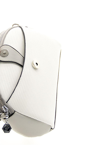 Silver & Polo SP1144 Kadın Çapraz Çanta Petek Beyaz-A.Gri