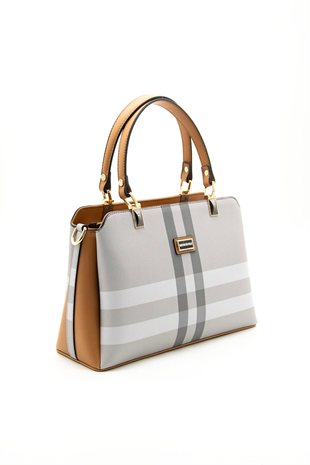 Silver & Polo SP972 Kadın El Çantası Ekose A.Gri-A.Taba