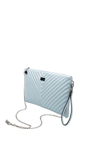 Silver Polo Crash Mavi Kapitone V Kadın Portföy ve Clutch El Çantası SP1034