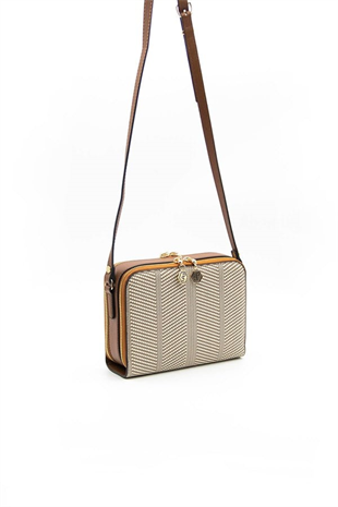 Silver & Polo SP888 Kadın Çapraz Çanta Hasır Bej-Taba