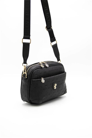 Silver & Polo SP1094 Kadın Çapraz Çanta Logolu Siyah-Siyah