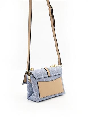 Silver & Polo SP1148 Kadın Çapraz Çanta Monogram Mavi-Ten