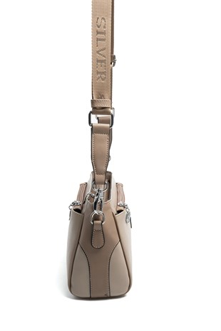 Silver & Polo SP1273 Kadın Çapraz Çanta Düz Koyu Bej-Latte
