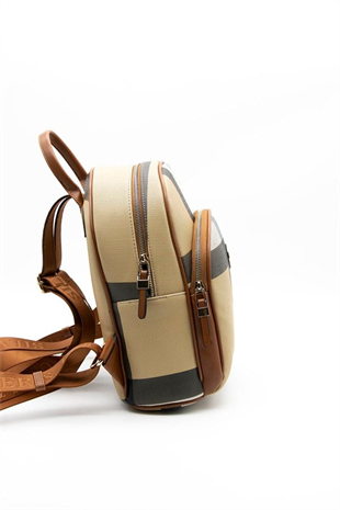 Silver & Polo SP1062 Kadın Sırt Çantası Ekose Bej-Taba