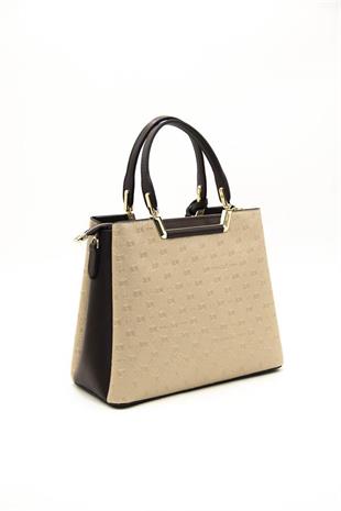 Silver & Polo SP969 Kadın El Çantası Logolu Nut-Kahve