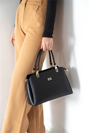 Silver & Polo SP972 Kadın El Çantası Logolu Siyah-Siyah