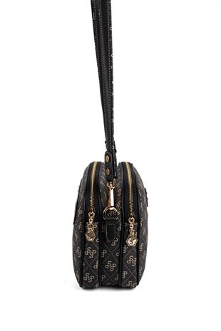 Silver & Polo SP745 Kadın Çapraz Çanta Monogram Füme-Siyah