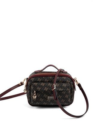 Silver & Polo Kahve Sarı - Bordo SP1186 Kadın Çapraz Çanta
