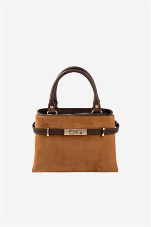 Silver & Polo SP1149 Kadın El Çantası Süet Taba-Kahve