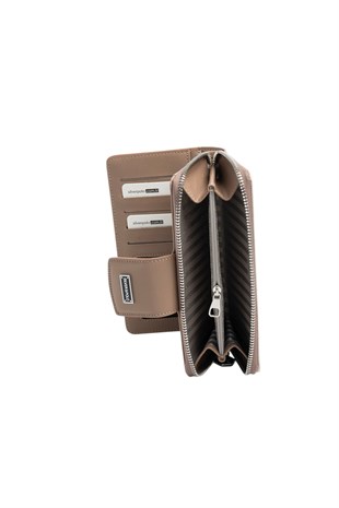 Silver & Polo SP928 Kadın Cüzdan & Kartlık Düz Bej-Latte