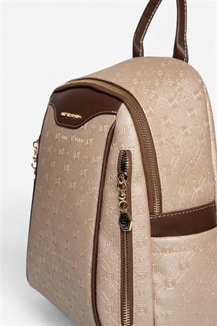 Silver & Polo SP906 Kadın Sırt Çantası Logolu Nut-Kahve