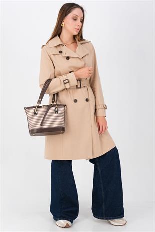 Silver & Polo Kahve Sarı - Kahve SP1155 Kadın El Çantası