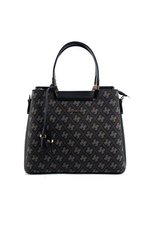 Silver & Polo SP969 Kadın El Çantası Monogram Füme-Siyah