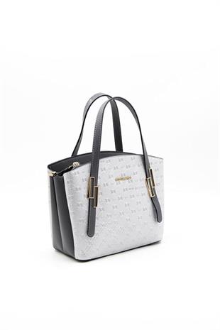 Silver & Polo SP1021 Kadın El Çantası Logolu A.Gümüş-Antrasit