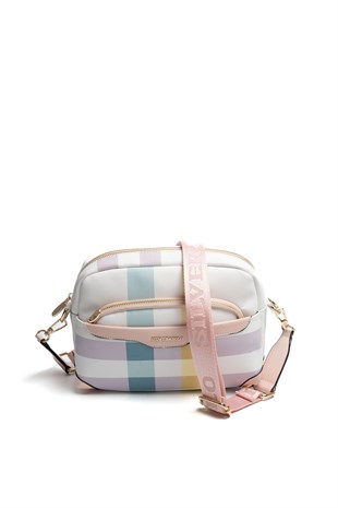 Silver & Polo SP1201 Kadın Çapraz Çanta Ekose Lila-Pembe