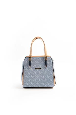 Silver & Polo SP1136 Kadın El Çantası Monogram Mavi-Ten