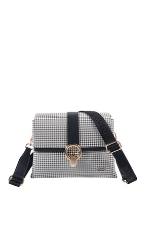 Silver & Polo SP1275 Kadın Çapraz Çanta King Desen Siyah
