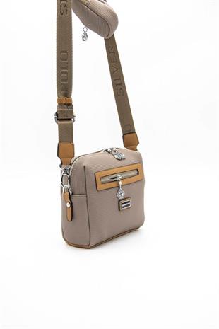 Silver & Polo SP1038 Kadın Çapraz Çanta Petek Kum-A.Taba
