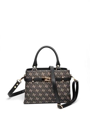 Silver & Polo SP1149 Kadın El Çantası Monogram Füme-Siyah