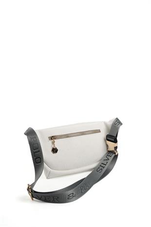 Silver & Polo SP1192 Kadın Bel Çantası Logolu Beyaz-A.Gri