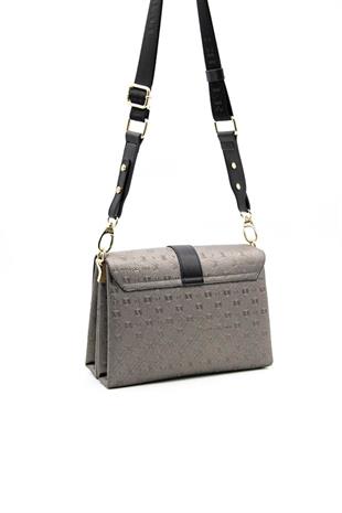 Silver & Polo SP1009 Kadın Çapraz Çanta Logolu Platin-Siyah