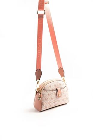 Silver & Polo SP1144 Kadın Çapraz Çanta Monogram Pembe-Somon