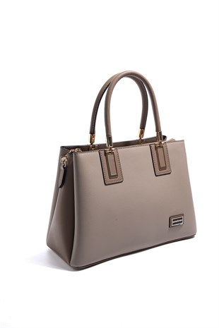Silver & Polo SP1000 Kadın El Çantası Düz Koyu Bej-Latte
