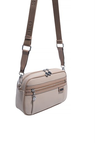 Silver & Polo SP1280 Kadın Çapraz Çanta Düz Koyu Bej-Latte
