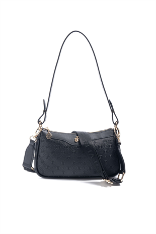 Silver & Polo SP1274 Kadın Çapraz Çanta Logolu Siyah-Siyah