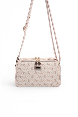 Silver Polo Pembe - Pudra Monogram Kadın Çapraz Çanta SP899